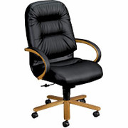 Hon 2190 Series Executive High-Back Swivel Chair with Oak Wood Finish