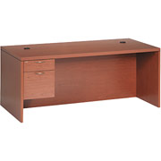 Hon Valido 72" Left Single Pedestal Desk, Bourbon Cherry