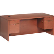 Hon Valido 72" Rectangular-Top Double Pedestal Desk, Bourbon Cherry
