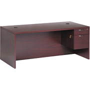 Hon Valido 72" Right Single Pedestal Desk, Mahogany
