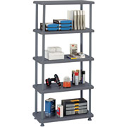 Iceberg 5 Shelf Rough n Ready Storage Shelving, Charcoal, 74"H x 36"W x 18"D