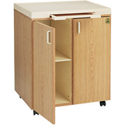 Iceberg Mobile Beverage Mate Oak Laminate 2-Door Cabinet, 28.25"W x 21.75"D x 35.75"H