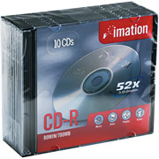 Imation 10/Pack 700MB CD-R, Slim Jewel Cases
