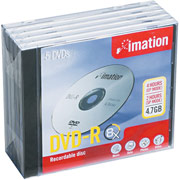 Imation 5/Pack 4.7GB DVD-R, Jewel Case