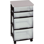 Iris 4-Drawer Organizer with Silver Wood Top