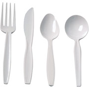 Kitchen Cutlery, Plastic Soup Spoons, 100/Pack