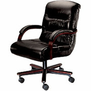 La-Z-Boy Horizon Series Mid Back Managerial Swivel/Tilt Chair with Dark Cherry Wood Finish