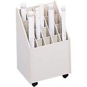 Laminate Mobile Roll File, 20-2 3/4" x 2 3/4" Bins, White, 23 1/4"H x 15 1/4"W x 13 1/8"D