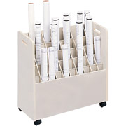 Laminate Mobile Roll File, 50-2 3/4" x 2 3/4" Bins, White, 28 7/8"H x 30 1/8"W x 15 3/4"D