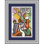 "Large Still Life with a Pedestal Table", Framed Print