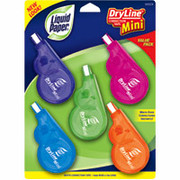 Liquid Paper DryLine Mini Correction Tape Fashion Colors, 5 Pack