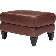 Loft Goods Morgan Collection Leather Ottoman, Vintage Oak