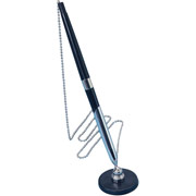 MMF Industries Chain-Riter Stick on Counter Pen w/ Chrome Holder, Black Barrel/Black Ink