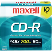 Maxell 10/Pack 700 MB CD-R, Slim Jewel Cases