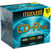 Maxell 10/Pack 700MB Pro CD-R, Jewel Cases
