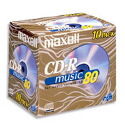 Maxell 10/Pack 80-Minute Audio CD-R, Slim Jewel Cases