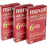Maxell T-120 VHS Tapes, 3/Pack