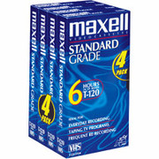 Maxell T120 Standard Grade VHS Cassette, pk/4