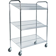 Mayline Three-Shelf Wire Tote Cart