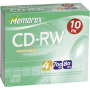 Memorex 10/Pack 700MB CD-RW, Slim Jewel Cases