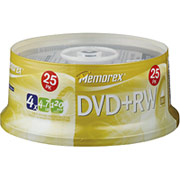 Memorex 25/pack 4.7GB DVD+RW, Spindle