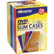 Memorex DVD Cool Color Slim Cases, 25/Pack