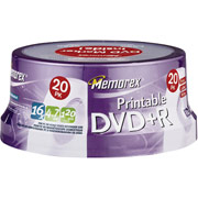 Memorex Printable DVD+R 20/Pack