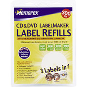 Memorex White CD Labels, 300/Pack