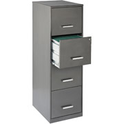 Office Designs 18" Deep High-Side 4 Drawer File Cabinet, Metallic Charcoal