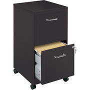 Office Designs 2 Drawer Mobile File Cabinet, Black