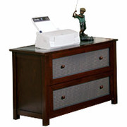 Office Line 2-Drawer Lateral File, Pewter/Rosewood/Frosted Glass