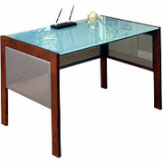 Office Line 48" Desk, Pewter/Rosewood/Frosted Glass