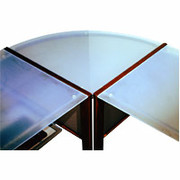 Office Line Corner Connector, Pewter/Rosewood/Frosted Glass