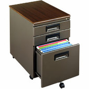 Office Line Mobile File, Pewter/Rosewood/Frosted Glass