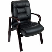 Office Star 8500 Series Leather Guest Chair, Black
