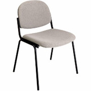 Office Star Armless Guest Chair with Black Frame and Plastic Shell Back, Burgundy