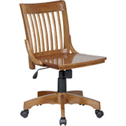Office Star Armless Wood Banker's Chair, Medium Fruitwood