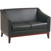 Office Star Black Faux Leather Reception Loveseat