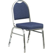 Office Star Blue Fabric Stacking Chair with Chrome Frame, 2/Pack