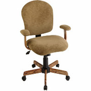 Office Star -Cashew Microfiber High Back Executive Chair with Oak Arms and Base