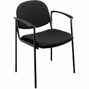 Office Star Deluxe Arm Guest Chair with Designer Plastic Shell Back, Black