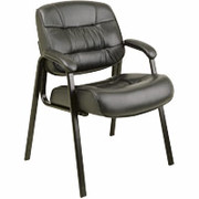 Office Star Deluxe Black Leather Guest Chair