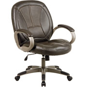 Office Star Espresso Leather Executive Chair, Cocoa Finish Frame