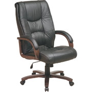 Office Star Glove Soft€¯ Black Leather Chair, Manchester Finish