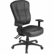Office Star High-Back Dual Function Leather Chair, Black