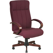 Office Star High-Back Fabric Executive Chair, Ruby with Mahogany Finish