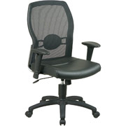 Office Star High-Back Mesh Manager's Chair with Leather Seat