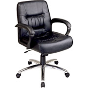 Office Star Mid-Back Black Executive Leather Chair