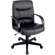 Office Star Mid Back Black Leather Executive Chair