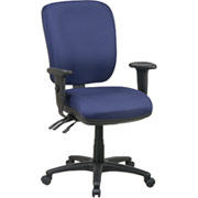 Office Star Mid-Back Dual-Function Ergonomic Chairs with 2-Way Adjustable Arms, Navy